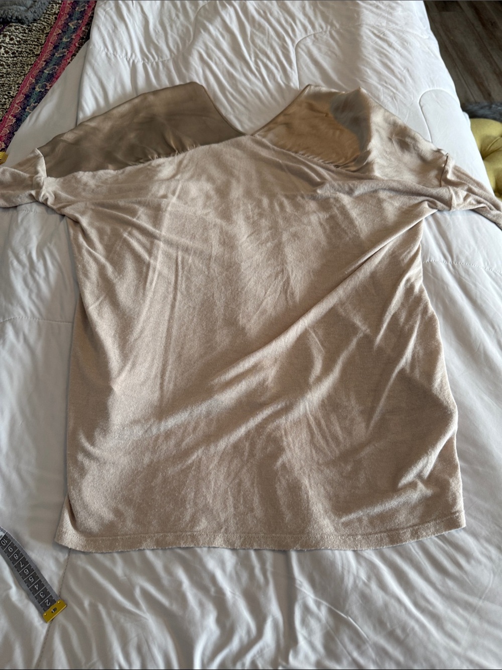 Vince Long Sleeve Draped V-Neck Top in Light Taupe